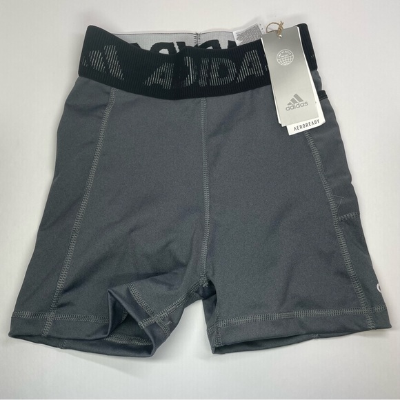New NWT adidas Womens Techfit Short 3” Branded Elastic Short Size XS Grey Black - Picture 5 of 8